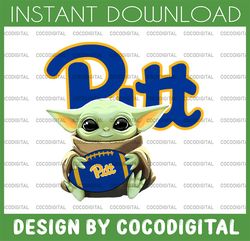 baby yoda with pittsburgh panthers football png,  baby yoda png, ncaa png, digital download