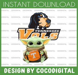 baby yoda with tennessee vols football png,  baby yoda png, ncaa png, digital download,printing