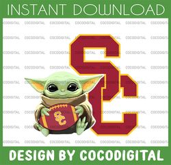 baby yoda with usc trojans  football png,  baby yoda png, ncaa png, digital download