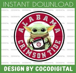 baby yoda with alabama crimson tide, baby yoda png, ncaa png, digital download