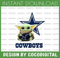 baby yoda with dallas cowboys nfl png,  baby yoda nfl png, nfl png, sublimation ready, png files for sublimation