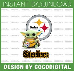 baby yoda with pittsburgh steelers nfl png,  baby yoda nfl png, nfl png, sublimation ready, png files for sublimation