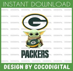 baby yoda with green bay packers nfl,  baby yoda nfl png, nfl png, sublimation ready, png files for sublimation