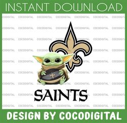 baby yoda with new orleans saints nfl png,  baby yoda nfl png, nfl png, sublimation ready, png files for sublimation