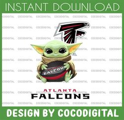 baby yoda with atlanta falcons nfl png,  baby yoda nfl png, nfl png, sublimation ready, png files for sublimation