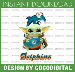 baby yoda with miami dolphins nfl png,  baby yoda nfl png, nfl png, sublimation ready, png files for sublimation