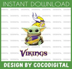 baby yoda with minnesota vikings nfl png,  baby yoda nfl png, nfl png, sublimation ready, png files for sublimation