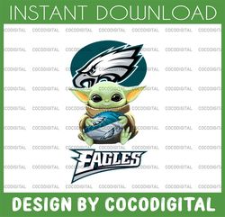 baby yoda with philadelphia eagles nfl png,  baby yoda nfl png, nfl png, sublimation ready, png files for sublimation