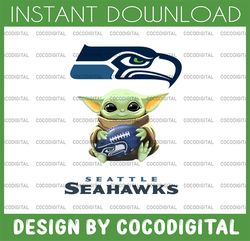 baby yoda with seattle seahawks nfl png,  baby yoda nfl png, nfl png, sublimation ready, png files for sublimation