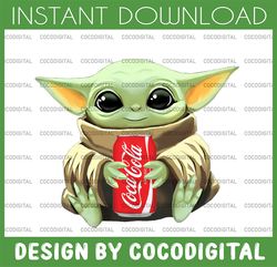 baby yoda with coca cola png,  baby yoda png, sublimation ready, png files for sublimation