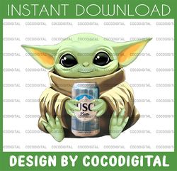 baby yoda with busch latte png,  baby yoda png, sublimation ready, png files for sublimation