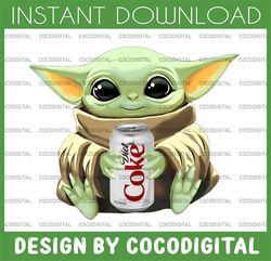 baby yoda with diet coke png,  baby yoda png, sublimation ready, png files for sublimation