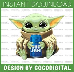 baby yoda with bud light png,  baby yoda png, sublimation ready, png files for sublimation