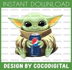 baby yoda with pepsi png,  baby yoda png, sublimation ready, png files for sublimation