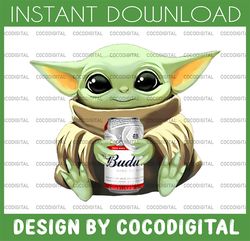 baby yoda with budweiser png,  baby yoda png, sublimation ready, png files for sublimation