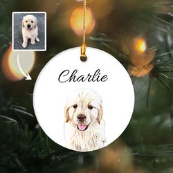 watercolor dog photo custom ornament