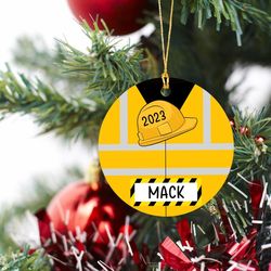 yellow construction hard hat ornament xmas