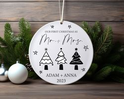 Personalized Our First Christmas As Mr And Mrs Ceramic Ornament Home Decor Christmas