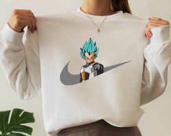 Manga Embroidered Sweatshirt, Vegeta x NIKE Best Unisex Embroidered Sweatshirt, Manga Embroidered Crewneck, Anime Sweatshirt, Anime Gift