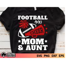 football and cheer mom and aunt svg, football aunt svg, cheer megaphone svg, red  glitter cheerleader svg, cheer mom shi