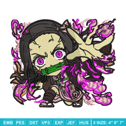 nezuko demon chibi embroidery design, kimetsu no yaiba embroidery, anime design, anime shirt, digital download