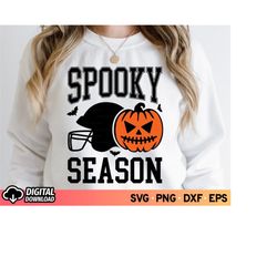 spooky season svg, football halloween svg, pumpkin halloween svg, spooky vibes svg, fall svg, football season svg, varsi