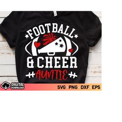 football and cheer auntie svg, cheer megaphone svg, football auntie svg, glitter red cheerleader svg, cheer auntie shirt