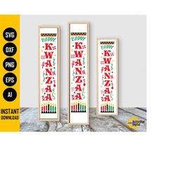 Happy Kwanzaa Porch Sign SVG | Kwanzaa Vertical Frame | African American | Cricut Silhouette Printable Clipart Vector Di