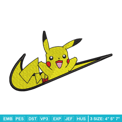 nike pikachu embroidery design, pokemon embroidery, nike design, anime design, anime shirt, digital download