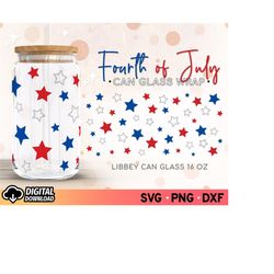 libby glass can patriotic svg, 4th of july svg, 16oz glass can wrap svg, libbey can template, glass can designs svg, gla