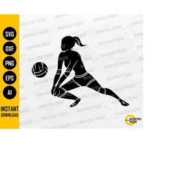 Volleyball Girl SVG | Volleyball Player Silhouette Drawing Decal Icon | Cricut Cutting File Printable Clip Art Vector Di