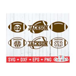 football monogram frame svg -  football cut file - svg - eps - dxf - png - split football - silhouette - cricut cut file