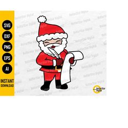 santa checking list png | cute christmas png | santa claus naughty list | cricut silhouette printable clipart vector dig