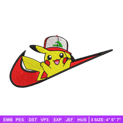 pikachu nike embroidery design, pokemon embroidery, embroidery file, anime design, anime shirt, digital download