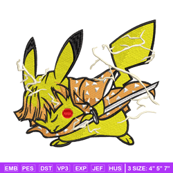 pikachu zenitsu embroidery design, pokemon embroidery, embroidery file, anime design, anime shirt, digital download