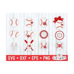 baseball svg, softball svg, baseball monogram frame, svg, eps, dxf, png , softball monogram, bow, heart, silhouette, cri