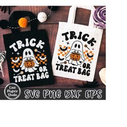 trick or treat bag svg, kids halloween svg, retro ghost png, bag of treats png, halloween gift, kids halloween, digital