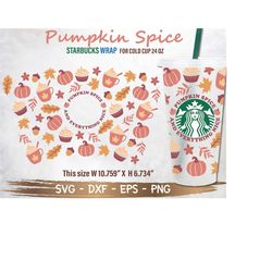 pumpkin spice and everything nice starbucks cup svg, fall/autumn svg, diy venti for cricut 24oz venti cold cup, digital