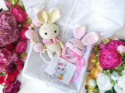 baby gift box, baby rattle, stroller toy, baby toys set, 6 month baby toys, bunny crochet toy, bunny gift set, baby toys