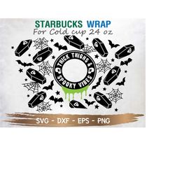 thick thighs spooky vibes starbucks cup svg, halloween svg, starbuck cup svg, diy venti for cricut 24oz venti cold cup,