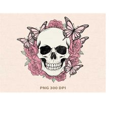 floral skull, skeleton, butterfly, png file for sublimation or print digital download