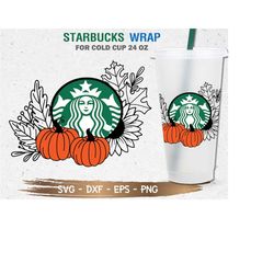 pumpkin starbucks cup svg, pumpkin svg, fall/autumn pumpkin svg, diy venti for cricut 24oz venti cold cup, instant downl