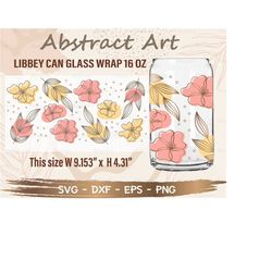 abstract art libbey can glass wrap svg, diy for libbey can shaped beer glass 16 oz cut file for cricut and silhouette in