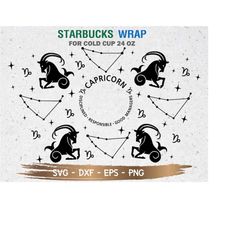 capricorn starbucks cup svg, astrology svg, capricorn svg, diy venti for cricut 24oz venti cold cup, instant download