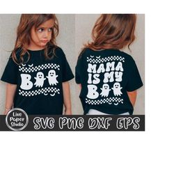 retro halloween svg, mama is my boo svg, kids halloween shirt svg, spooky svg, ghost svg, mommy and me svg, digital down