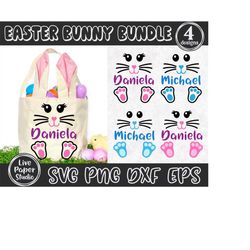 Easter Bunny SVG, Happy Easter Svg, Cute Bunny Face SVG, Rabbit, Eyelashes, Baby Girl Boy Easter Decor, Digital Download