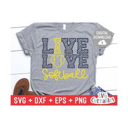 softball svg - softball cut file - live love softball svg - dxf - eps - png - softball heart - silhouette - cricut - dig