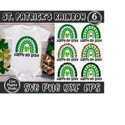 happy go lucky rainbow svg, st patrick's day, leopard rainbow svg, lucky clover svg, shamrock rainbow, digital downlod p