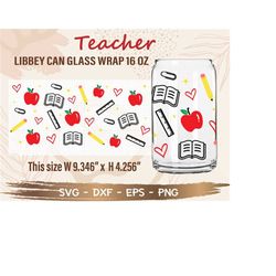 teacher svg, diy for libbey can shaped beer glass 16oz, cut file for cricut and silhouette, digital download