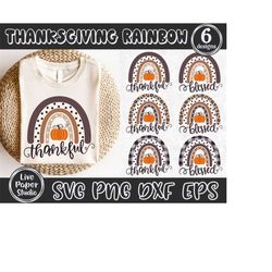 thankful rainbow svg, blessed rainbow svg, pumpkin svg, thanksgiving svg, fall boho rainbow svg, leopard rainbow svg, di